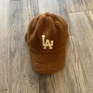 Fuzzy LA ball cap adjustable back